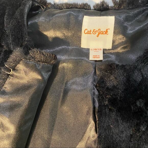Cat Jack Vest Girls Size Large Faux Fur Black Ebony Special Occasion 10/12 - Picture 3 of 6